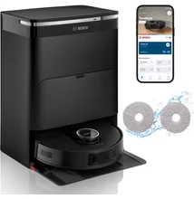 Bosch BCRDW3B Spotless Max robotporszívó, fekete, forgó felmosó , töltő- és ürítő állomás