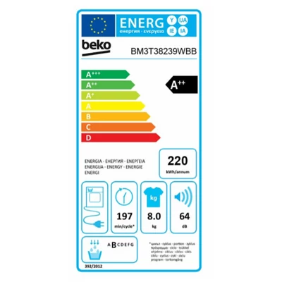 Beko BM3T38239WBB keskeny szárítógép , 8kg, FreshCaps 