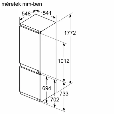 Neff KI7862FE0 N50 beépíthető alulfagyasztós hűtőszekrény,NoFrost ,FreshSafe1,184+76 l,177 cm,
