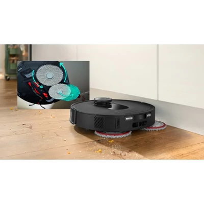 Bosch BCRDW3B Spotless Max robotporszívó, fekete, forgó felmosó , töltő- és ürítő állomás