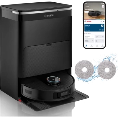 Bosch BCRDW3BX fekete Spotless Max Cam robotporszívó, forgó felmosó , kamera , töltő- és ürítő állomás 