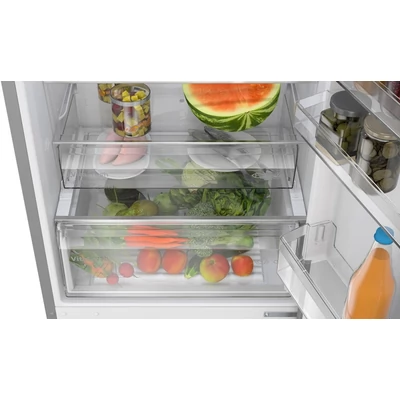 Bosch KGN492IAF szabadonálló, alulfagyasztós hűtőszekrény, 203 x 70 cm, Szálcsiszolt acél (ujjlenyomat-mentes), Total No Frost, 440 liter