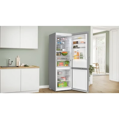 Bosch KGN49AIBT Serie6  szabadonálló, alulfagyasztós hűtőszekrény, 203 x 70 cm, Szálcsiszolt acél (ujjlenyomat-mentes), Total No Frost, 440 liter