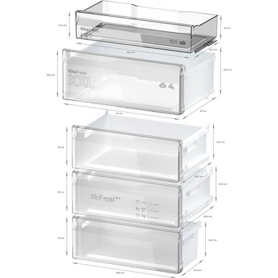 Bosch KGN49OCAF Serie4, alulfagyasztós hűtőszekrény, Total No Frost, 203 x 70 cm, 311 liter hűtőtér, 129 liter fagyasztótér
