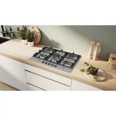 Bosch PCQ7A5I90 Serie6  nemesacél gázfőzőlap, 75 cm, FlameSelect 