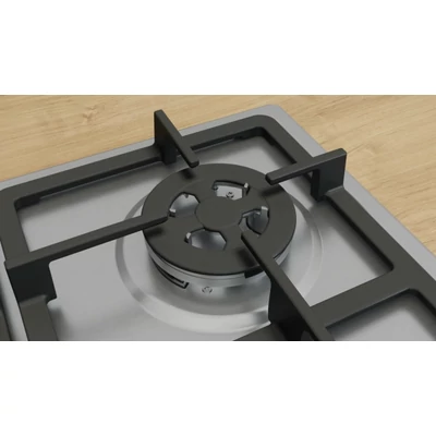 Bosch PGH6B5K90 Serie4 nemesacél gázfőzőlap, 4 gázégő , WOK égő,  elektromos szikragyújtás 