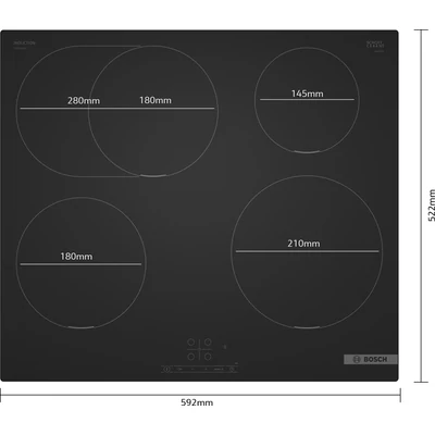 Bosch PIF61ABB5E Serie4 beépíthető indukciós főzőlap, Matt Design felület (karcálló) 