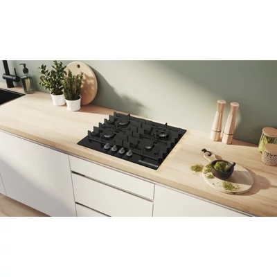 Bosch PNH6B6K40 Serie4  gázfőzőlap, 60 cm, fekete edzett üveg, WOK égő