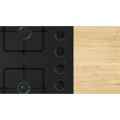 Bosch POH6B6K30 gázfőzőlap, 60 cm, Fekete edzett üveg, WOK égő