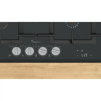 Bosch PRP6A6H40 Serie8  gázfőzőlap, 60 cm, Fekete edzett üveg, Home Connect & Hob-Hood Control,FlameSelect 