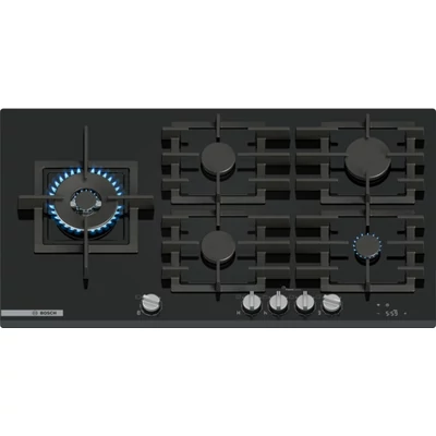 Bosch PRS9A6H40 gázfőzőlap, 90 cm, fekete edzett üveg, Home Connect & Hob-Hood Control,5 gázégő,WOK égő,FlameSelect