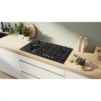 Bosch PRS9A6H40 gázfőzőlap, 90 cm, fekete edzett üveg, Home Connect & Hob-Hood Control,5 gázégő,WOK égő,FlameSelect