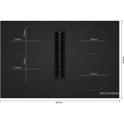 Bosch PVS81AB16E Serie4 indukciós főzőlap beépített elszívóval, 80 cm, CombiInduction ,TouchSelect