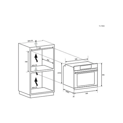 CANDY F ACDI Z600 L Sütő, elektromos, hőlégkeverés, 70 liter, gőztisztítás, A+ energiaosztály, fekete szín, Szé x Mé x Ma (mm) 595X595X568