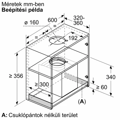 Bosch DBB63BC60, integrált kialakítású páraelszívó, 60 cm, Fekete,  Serie 2