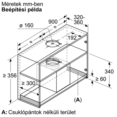Bosch DBB97DP60, integrált kialakítású páraelszívó, 90 cm, Fekete üveg, Fekete,  Serie 6