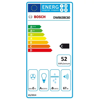 Bosch DWB63BC60 Serie 2 Falra szerelhető páraelszívó, 60 cm, Fekete