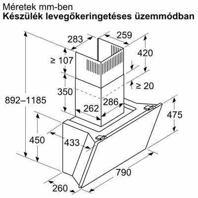 Bosch DWK81AN60, Falra szerelhető páraelszívó, 80 cm, Fekete üveg, Fekete, Serie 8