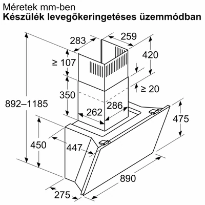 Bosch DWK91LT60, Falra szerelhető páraelszívó, 90 cm, Fekete üveg, Fekete,  Serie 8