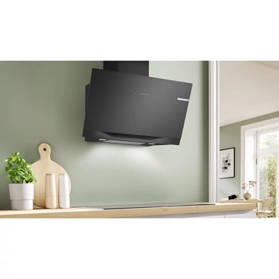 Bosch DWK91LT60, Falra szerelhető páraelszívó, 90 cm, Fekete üveg, Fekete,  Serie 8