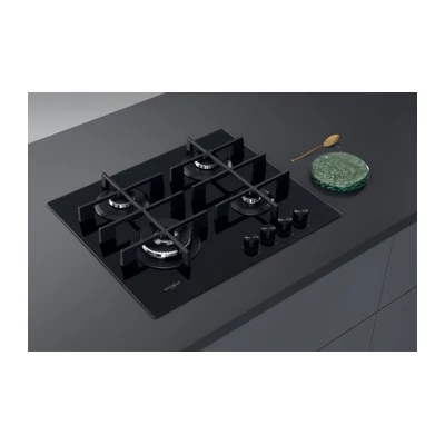 Whirlpool GOWL 628/NB EE beépíthető gázfőzőlap, 4 gázégővel, 60 cm, fekete üveg