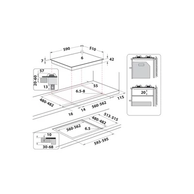 Whirlpool GOWL 628/NB EE beépíthető gázfőzőlap, 4 gázégővel, 60 cm, fekete üveg