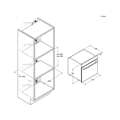 Haier H6 ID25B3LHTX beépíthető sütő, hőlégbefúvás, 78 liter, hidrolitikus, 12 funkciókat, Hozzáadott gőz Távezzérlés és extra tartalom (WiFi), energiaosztály A++, rozsdamentes acél szín, M x M x S (mm) 595X595X568