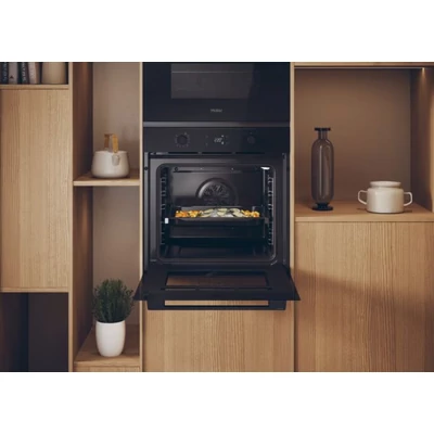 Haier H6 ID2P5B3YTB series 2, beépíthető sütő, hőlégbefúvás, 78 liter, pirolitikus , 12 funkció, távvezérlés és extra tartalom (WiFi),