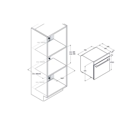 Haier H6 ID2P5B3YTB series 2, beépíthető sütő, hőlégbefúvás, 78 liter, pirolitikus , 12 funkció, távvezérlés és extra tartalom (WiFi),