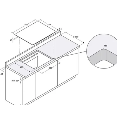 Haier HA2MTB58IRB1S Series 4 indukciós főzőlap, Dupla multizóna,VaryCook, 65 cm széles