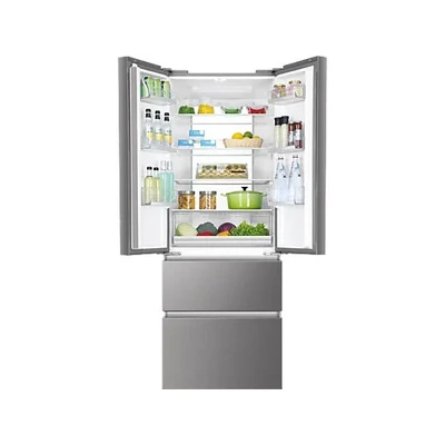 Haier HB17FPAAA szabadon álló, 4 ajtós, No Frost, világítás LED, energiaosztály E, platina inox, M x M x S (mm) 700x675x1900