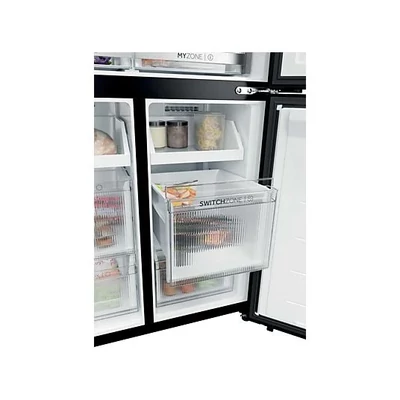 Haier HCKR7819DWGB  4 ajtós hűtőszekrény, szabadonálló, No Frost, világítás LED, energiaosztály D, fekete üveg, M x M x S (mm) 830x594x1900