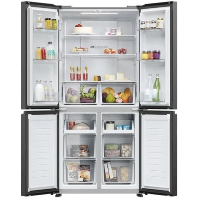 Haier HCR3818ENPT szabadon álló, 4 ajtós, No Frost, világítás LED, energiaosztály E, fekete szín, M x M x S (mm) 833x650x1815
