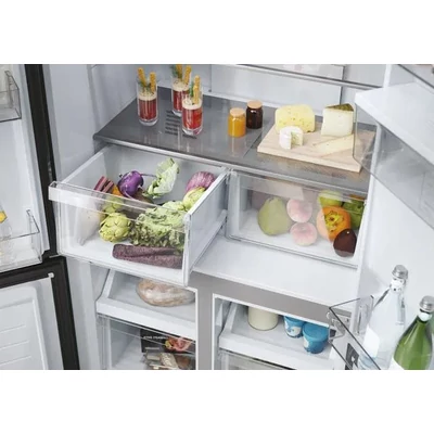 Haier HCR3818ENPT szabadon álló, 4 ajtós, No Frost, világítás LED, energiaosztály E, fekete szín, M x M x S (mm) 833x650x1815