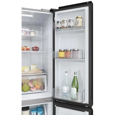 Haier HCR3818ENPT szabadon álló, 4 ajtós, No Frost, világítás LED, energiaosztály E, fekete szín, M x M x S (mm) 833x650x1815