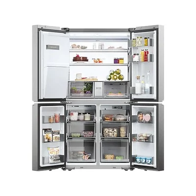 Haier HCR7918EIMP Cube  Többajtós Hűtőszekrény,szabadon álló, 4 ajtós, No Frost, világítás LED, energiaosztály E, platina inox, M x M x S (mm) 908x750x1775 