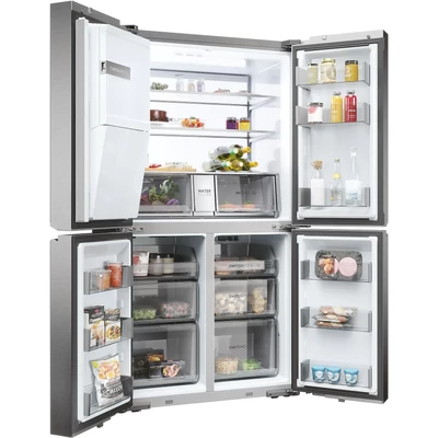 Haier HCR7918EIMP Cube  Többajtós Hűtőszekrény,szabadon álló, 4 ajtós, No Frost, világítás LED, energiaosztály E, platina inox, M x M x S (mm) 908x750x1775 