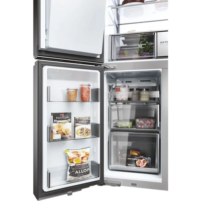 Haier HCR7918EIMP Cube  Többajtós Hűtőszekrény,szabadon álló, 4 ajtós, No Frost, világítás LED, energiaosztály E, platina inox, M x M x S (mm) 908x750x1775 