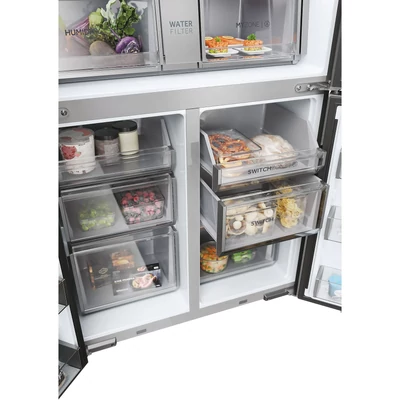 Haier HCR7918EIMP Cube  Többajtós Hűtőszekrény,szabadon álló, 4 ajtós, No Frost, világítás LED, energiaosztály E, platina inox, M x M x S (mm) 908x750x1775 