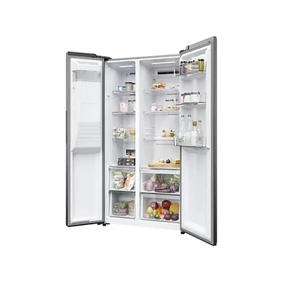 Haier HSR3918 Side by Side, szabadon álló, No Frost, világítás LED, energiaosztály E, platina inox, M x M x S (mm) 908x659x1775