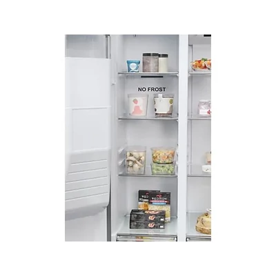 Haier HSR3918 Side by Side, szabadon álló, No Frost, világítás LED, energiaosztály E, platina inox, M x M x S (mm) 908x659x1775