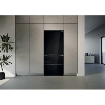 Haier HFKR7819DNGB fekete üveg alulfagyasztós hűtőszerkény, My Zone , No Frost
