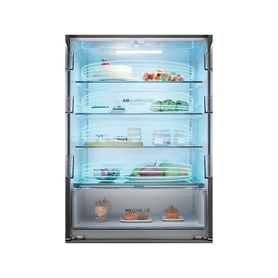 Haier HFR3718ENGB szabadonálló francia ajtós hűtőszerkény, No Frost, LED világítás,  Szé x Mé x Ma (mm) 700x688x1775