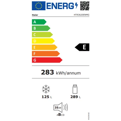 Haier HTR3620ENMG szabadonálló alulfagyasztós hűtőszerkény, 3 ajtós, LED világítás,Direct Access fiókrendszer