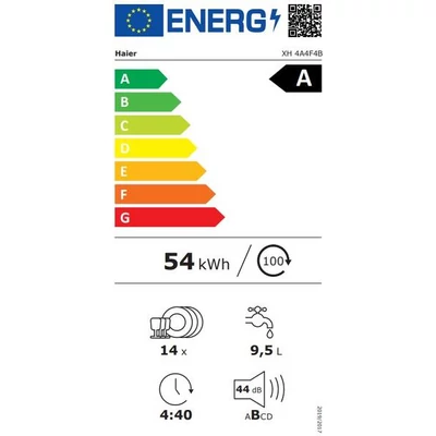 Haier XH 4A4F4B félig integrált mosogatógép, 14 teríték, A energiaosztály , 7 program