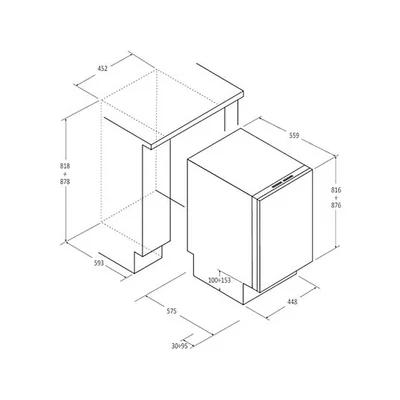Haier XI1C3TB2FB beépíthető mosogatógép, teljesen integrált, 11 teríték, energiaosztály C, 8 program, M x M x S (mm) 448x575x816