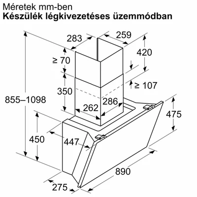 Neff D98IPT2Y5 kürtős páraelszívó, NEFF Collection ,N9, Flex Design kialakítás ,90 cm , döntött üvegernyő,1 007 m3 , 3+2 fokozat 