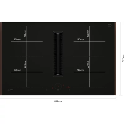 Neff V68YHL4B0 indukciós főzőlap beépített páraelszívóval, 80cm , Matt Design felület (karcálló),Flex Design kialakítás, Twist Touch vezérlés