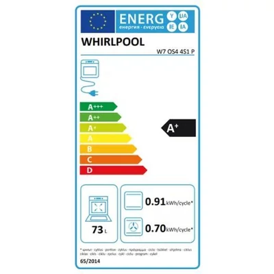 Whirlpool W7OS44S1PBL W Collection SHS gőz funkciós beépíthető sütő fekete pirolítikus Assisted kijelző 73L