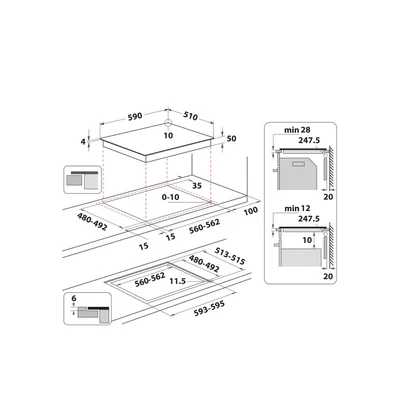 Whirlpool WB S2560 NE BM  indukciós üvegkerámia főzőlap matt fekete
